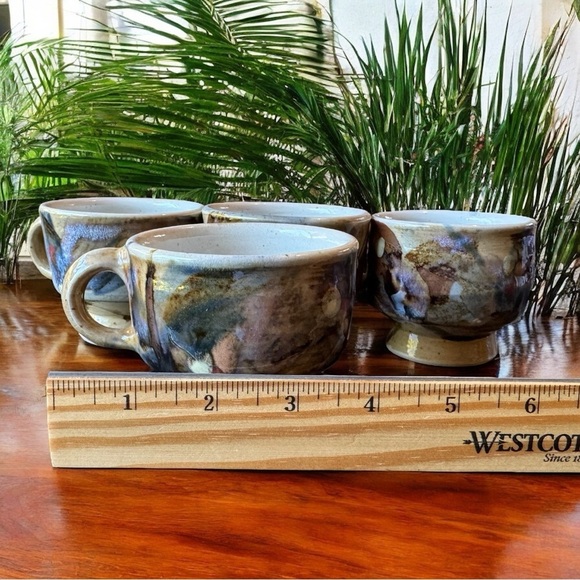 Set of 4 Handmade Stoneware Mugs – Edinbane Pottery Scotland – Footed Cups - Picture 13 of 14